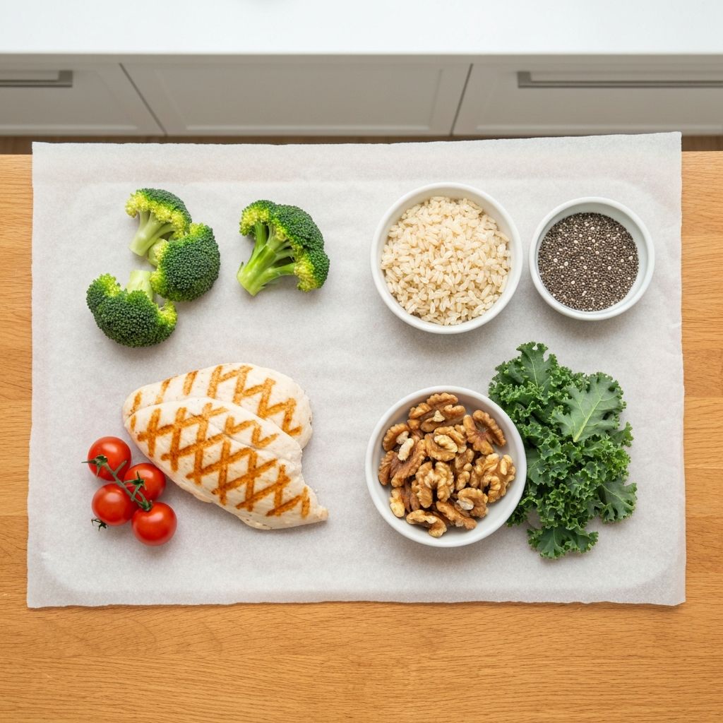 Balanced meal with protein, carbohydrates, and healthy fats